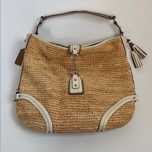 Coach Straw Dogleash Hobo/Leather Trim